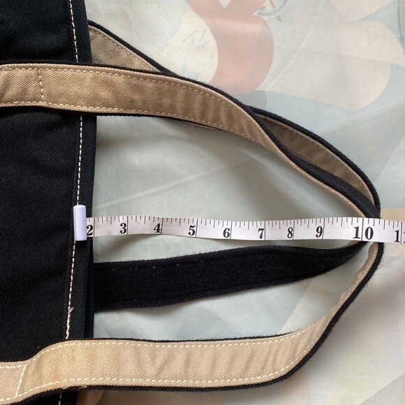 Lands End Vintage Beige & Blue Heavy Cotton Canvas Multipocketed Tote Bag - Picture 13 of 16